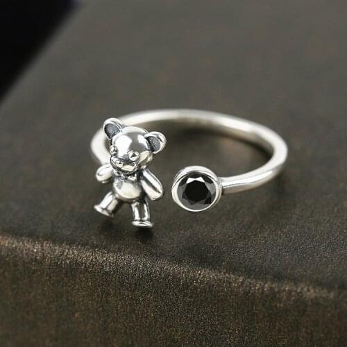 Punk Vintage Bear Ring For Women Men Adjustable Size Geometric Rings Exquisite Creative Jewelry Wholesale 2021