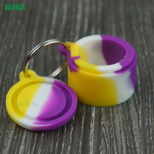 Food grade 6ml key ring silicone containers dab wax non-stick 6ml silicone bho container from RHS factory 50pcs free shipping