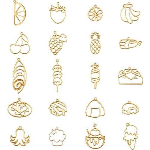 Open Back Bezel Pendants Hollow Frame Charms Fruit Food Flower Butterfly for Resin Crafts Jewelry Making Golden Color