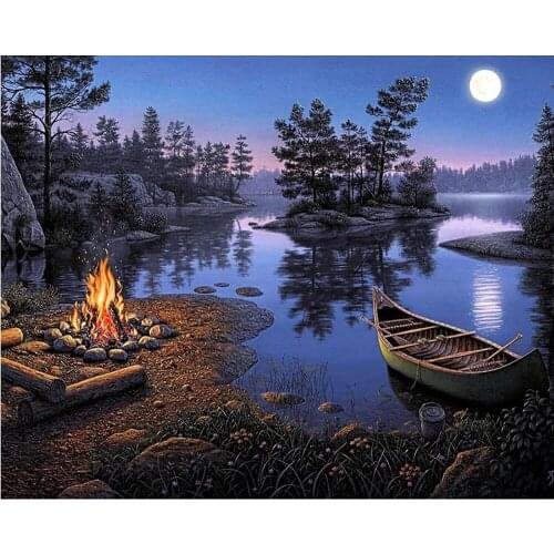 Full Square/round Diamond 5D DIY Diamond Painting Riverside of the moon Embroidery Cross Stitch Rhinestone Mosaic Home Decor