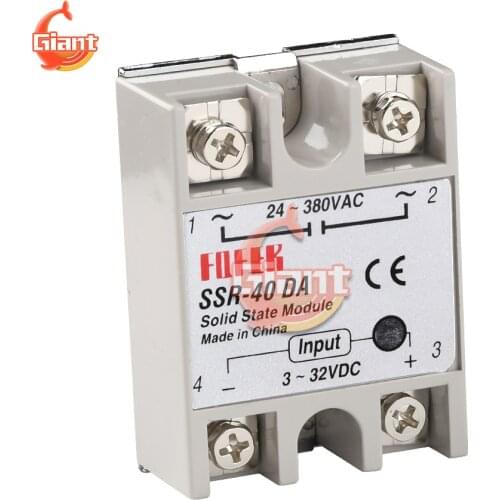 DC-AC 24V-380V 40A 250V SSR-40DA Solid State Relay Switch 3-32V DC To AC SSR 40DA