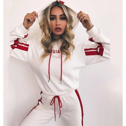 Casual Women Tracksuit 2 Piece Set Hooded Sweatshirt Sports Pant Suit Outfit Summer Autumn Sweatsuits Color Matching Sportswear