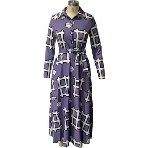 S-5XL Plus Size Dashiki African Dresses For Women Spring Summer Long Sleeve Dress Slim Vintage Maxi Dresses African Clothes