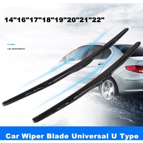 2Pcs Car Wiper Blade Universal U Type 14"16"17"18"19"20"21"22" Windscreen Rubber Hybrid Auto Boneless Wiper Boneless Wiper Blade