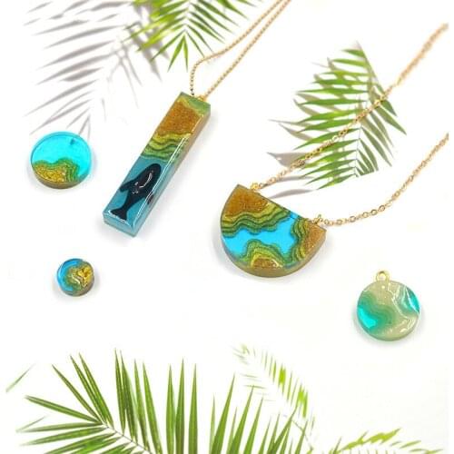 Chic Jewelry Making Mold Nature Coastline UV Resin Island Pendant Silicone UV Resin Pendant Mold Earring Beach Landscape Mold