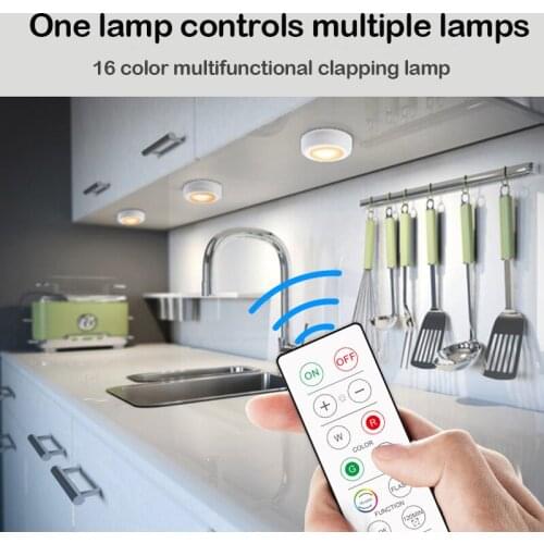 16 Color Led Night Light with Remote Control Atmosphere Battery Pat Light BarKitchen Closet Staircase Color Bedroom Cabinet Lamp