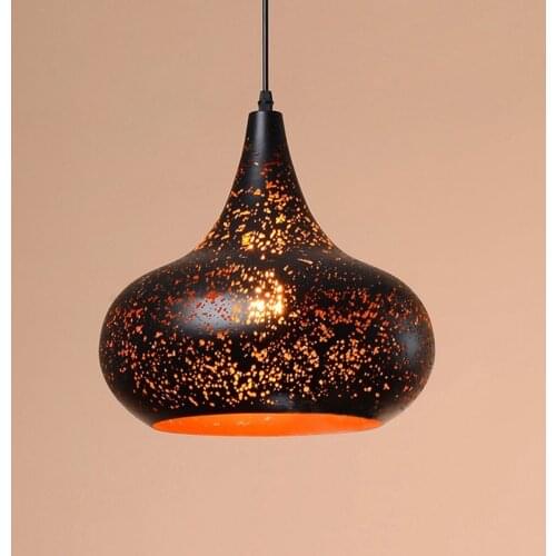 Nordic Vintage Pendant Light Black Iron Etching Lampshade LED Indoor Hanging Lamp E27 Loft Dining Room Bar Lighting Fixtures