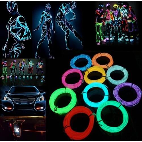 1/2/3/5M EL Wire DIY Flexible Neon Light Glow Rope Tape Cable LED String Light For Party Dance Car Decoration Lighting