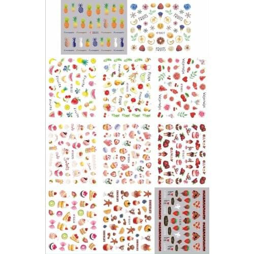 11 PACKS / LOT NAIL ART 3D SIMULATION BACK ADHESIVE NAIL STICKER TROPICAL FRUIT BREAD CAKE DESSERT KIWI CHERRY E820-830