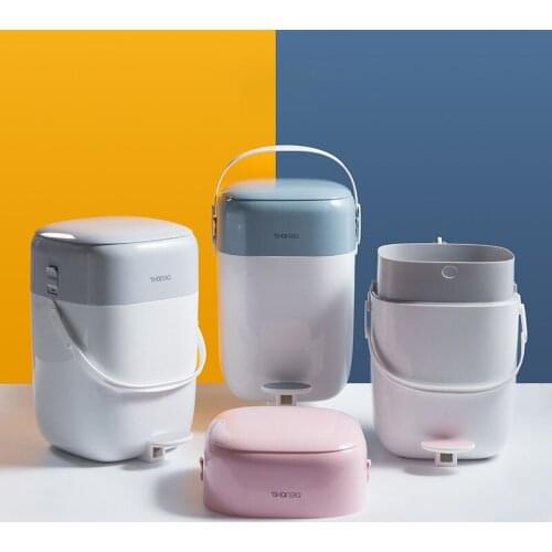 2 Tier Plastic Kitchen Waste Trash Can with Handle Compost Drainer Garbage Bin Rubbish Container Organizer Car Storage Basket