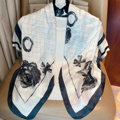 2021 new spring women scarf quality shawl silk fashion scarf headscarf beach sunscreen bag headscarf scarf 90cm*90cm