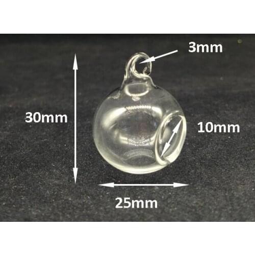 300pieces 25mm Micro Landscape Ecological clear Glass Bottle jars round Glass Pots jewelry Glass Bottle Moss DIY Glass globe