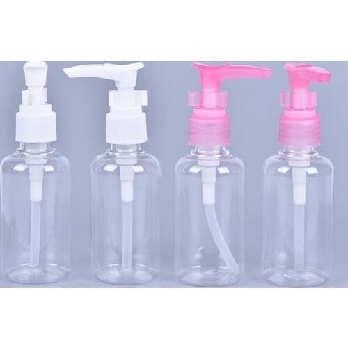 5pcs 75ml Plastic PET Clear Press Pump Spray Lotion Bottles Cosmetic Sample Containers Travel Liquid Cream Fill Vials