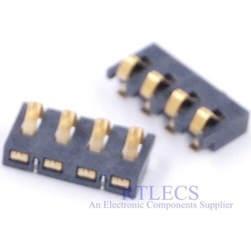 50pcs Surface Mount Spring Battery Connector 4 Pins 2.50 mm pitch Low profile 2A 12V Reflow solder Moluar compression Contacts