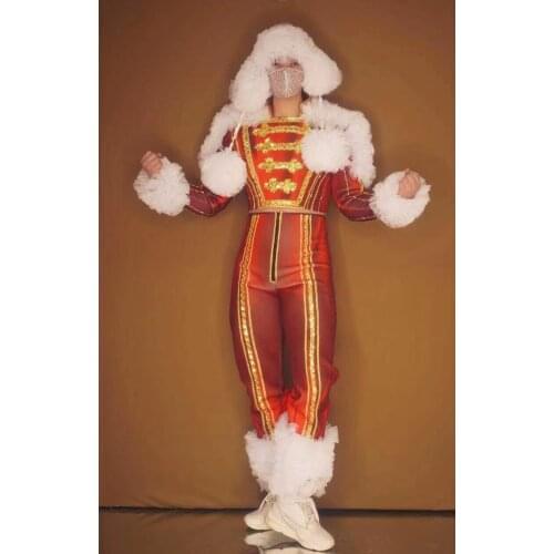 White red sexy party show outfit Nightclub stage performance Nutcracker costume women dance clothing