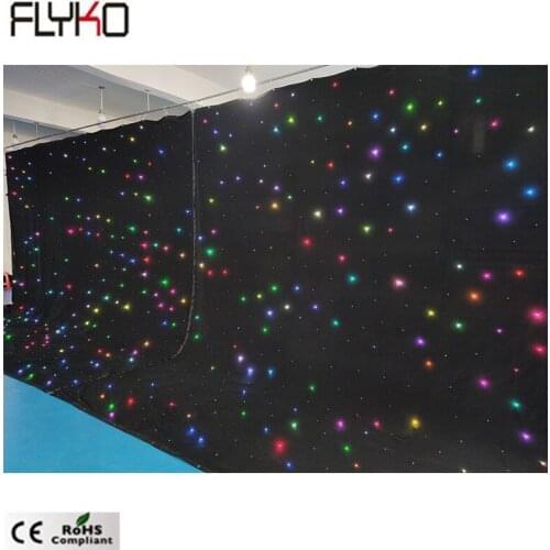 Free shipping full color led star curtain rgb3in1 4.5x5m 2 pcs DMX controller easy to install and dismantle