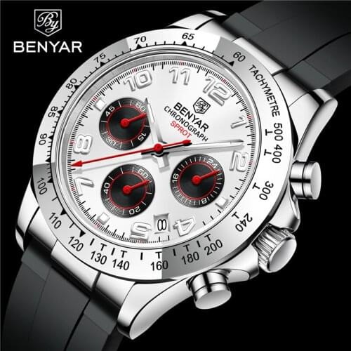 BENYAR Brand Fashion Watch Luxury Military Quartz Wristwatch For Men Waterproof Chronograph Sport Rubber Clock Relogio Masculino