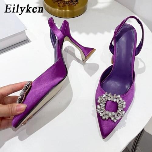 Eilyken Summer Sexy Pointed Toe Gladiator Sandals Fashion Sun Crystal New Design Slip-On Women Pumps Shoes Size 35-41