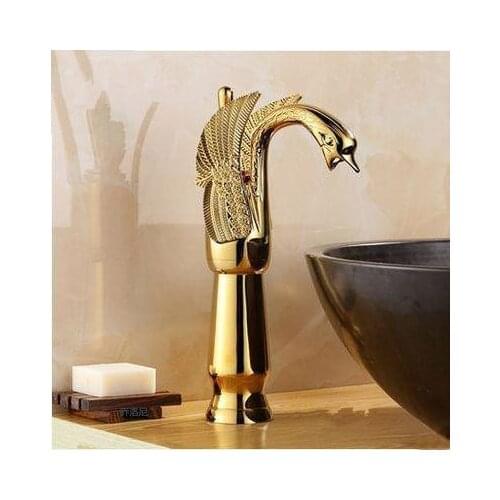 European Antique Faucet Swan Hot And Cold Washbasin Faucet Retro Copper Gold Mixer Taps Basin Faucet