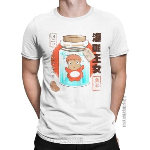 Men T-Shirt From The Bottom Of The Sea Amazing Pure Cotton Tee Shirt Classic Ponyo On The Cliff T Shirts Crew Neck Clothing