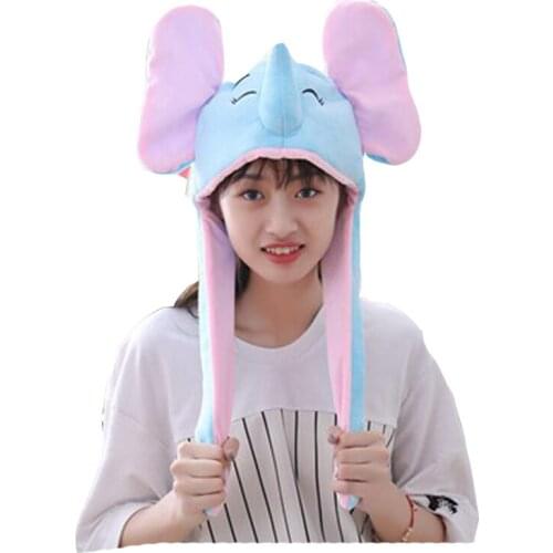 Elephant headgear hat with moving ears hat plush toy hat stuffed toy