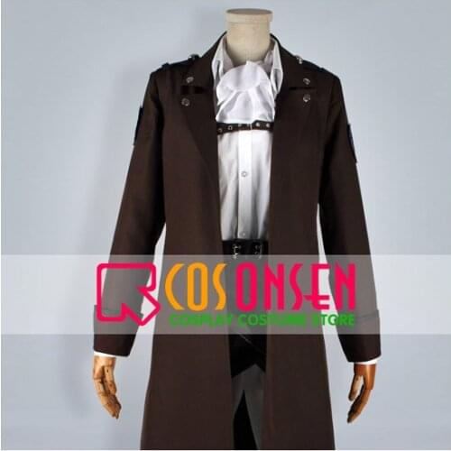 COSPLAYONSEN Attack on Titan Wings of Counterattack ONLINE Levi Levil Special Night Motor Soldier Long Coat Cosplay Costume