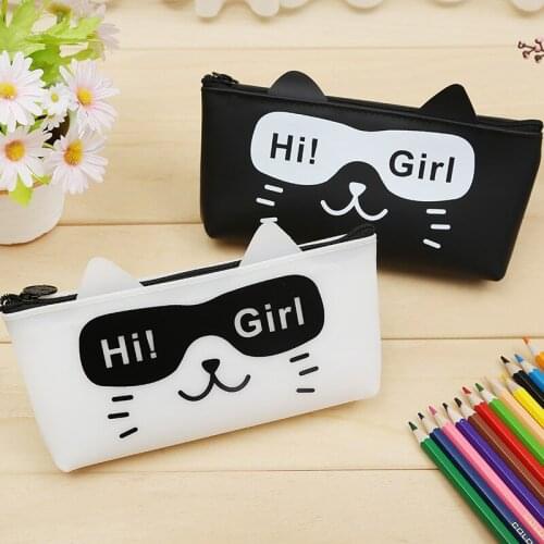 Cartoon Cat Stereo Ear leather pen case fabric pencil bag etui a crayons cuir pencil pouch stifte tasche pencil case schoo 04814