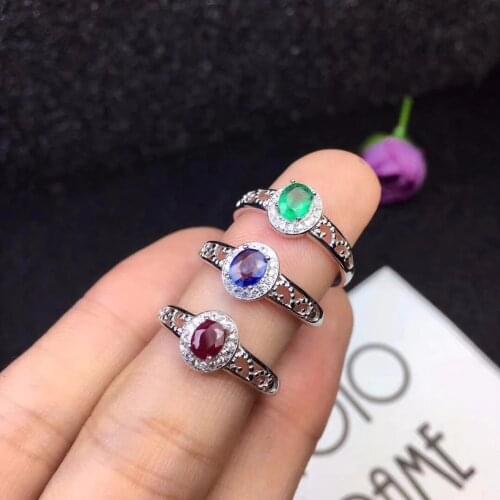 Best selling ladies ring, natural emerald, natural ruby, natural tanzanite ring, 925 sterling silver