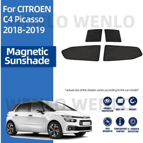 For CITROEN C4 Picasso 5 Seats 2018-2019 Magnet Curtain Block Light Sunshades Cool Down Sun Shading Mesh Removable Nylon Cover
