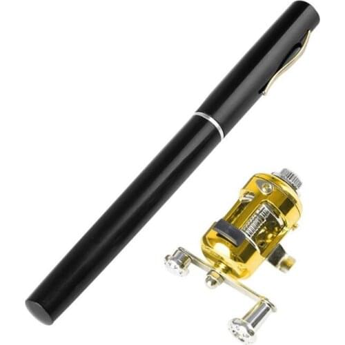 Mini Telescopic Portable Pocket Fish Pen Aluminum Alloy Fishing Rod Pole + Reel