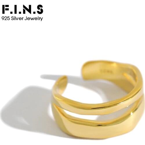 F.I.N.S Fashion 925 Sterling Silver Rings Double Layer Female Finger Ring Silver 925 Opening Adjustable Ring Ladies Fine Jewelry