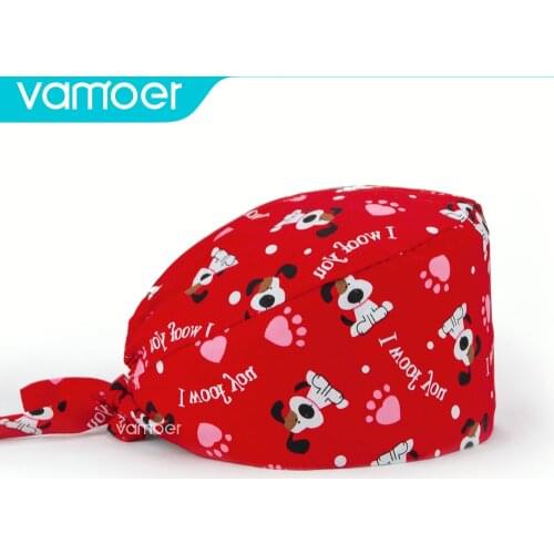 Cartoon cotton surgical cap male and female Health service work cap beauty Pet vet cap Operating room lab scrub hat