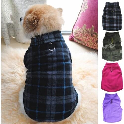 Pet Dogs Clothes Autumn Winter Thickened Fleece Vest Coat Wind-proof Small Medium Dogs Warm Costume with Traction Ring Outdoor