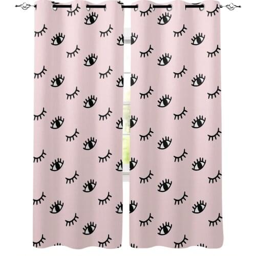 Eyelash Pink Cartoon Eye Window Curtain for Kids Room Bedroom Curtain for Girls Colorful cortinas