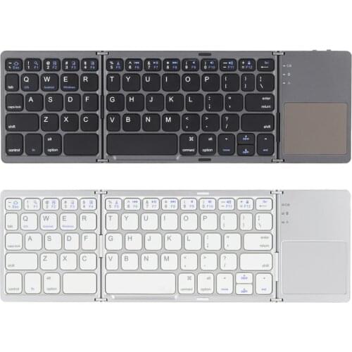 Mini Foldable BT Wireless Keyboard with Touchpad Replacement for iPad Pro/MacBook Mobile Phone Tablet PC Silver