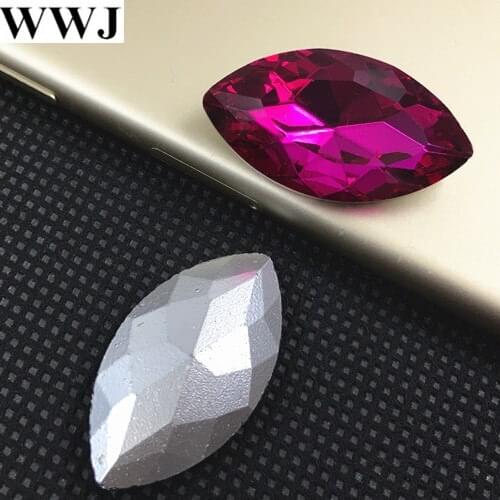 Fuchsia Color Navette Fancy Stone Horse Eye Glass Crystal For Jewelry Making3x6mm4x8mm5x10mm 7x15mm9x18mm,13x27mm,17x32mm