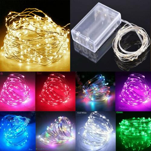 10Pcs 1m LED String Light 9 Colors Fairy Lights 10LEDs Copper Wire 3AA Battery Powered for Wedding Xmas Party Decor Holiday Lamp