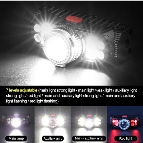 T6 LED Smart Sensor Headlamp USB Rechargeable Head-Mounted Fishing Light Waterproof LED Strong Headlight For Riding Camping