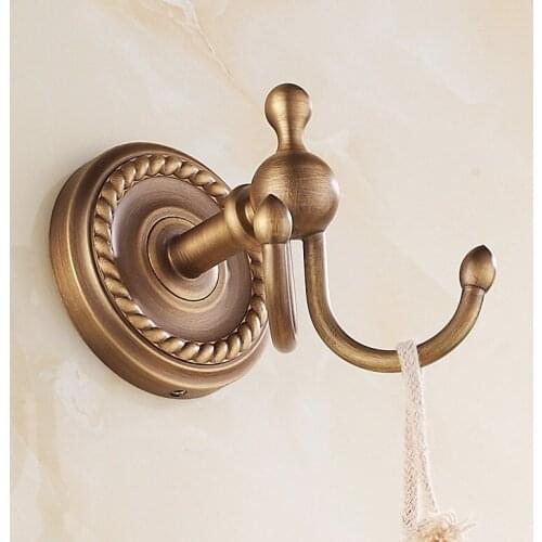 Vidric Robe Hooks Antique Brass Coat Hook Clothes Towel Hangers Storage Door Hook Wall Bathroom Accessories Black Bath Rack HJ
