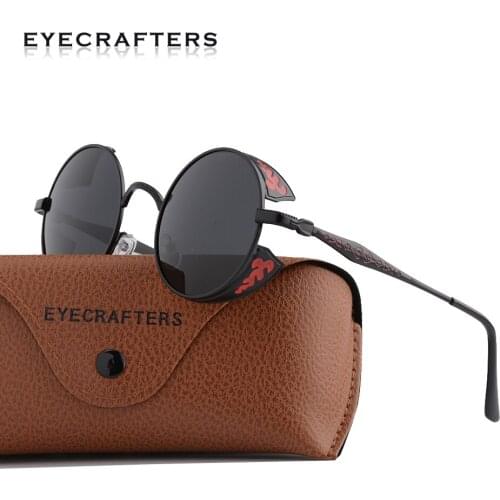 Coating Mirrored Round Circle Sun glasses Retro Vintage Gafas Masculino Eyecrafters Polarized Gothic Steampunk Sunglasses 2020