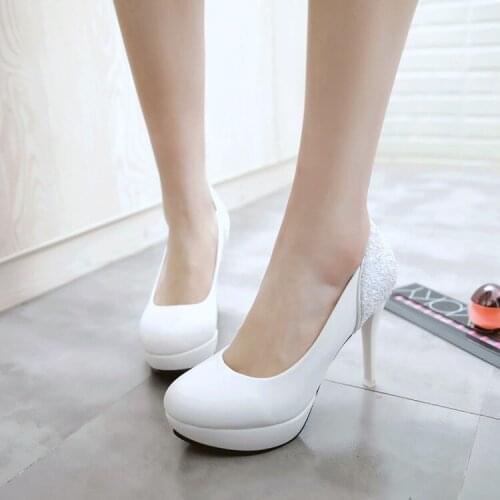 Big Size Ladies high heels women shoes woman pumps Pure color Shallow mouth High-heeled single shoes