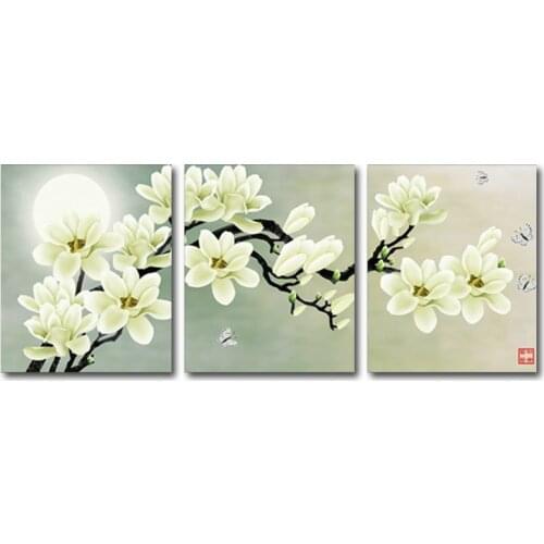 136*52cm Embroidery cross stitch part round rhinestones diamond painting flower moon 5D drill diy diamond painting triptych 3D