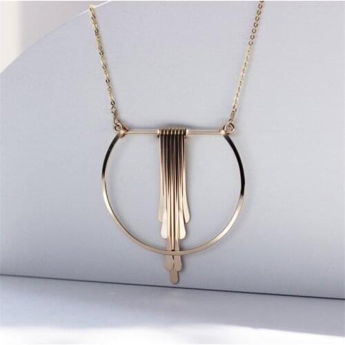 14K Gold Filled Circle Necklaces handmade Tassel Jewelry Pendant Vintage Boho Choker Kolye Hammered Boho Necklace for Women