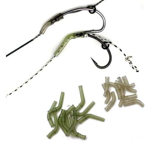 20PCS Carp Fishing Accessories Line Aligner For Hair Rig Hook Sleeves Anti Tangle Aligners Soft Rubber Elbow Anti Tangle Sleeves