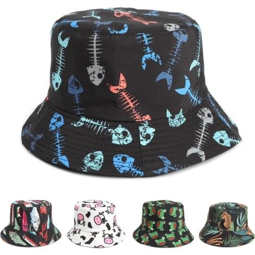 2021 New Cow Print Cute Bucket Hat Reversible Sunscreen Fisherman Hat Summer Panama Sun Hats For Women Men Hip Hop gorro