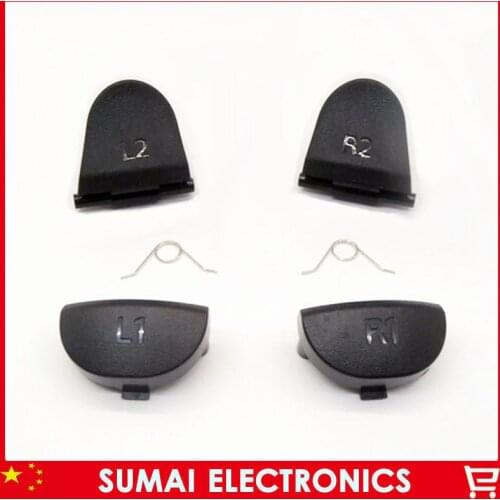 300pcs=50sets Hot Selling!new Black L2 R2 L1 R1 Trigger Buttons+ Springs Replacement Parts For PlayStation 4 PS4