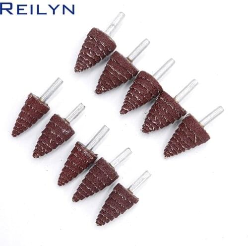10pcs abrasive mops-wheel spindle mops sand paper wheel mounted flap wheels grinding bits abrasive block conical polishing wheel