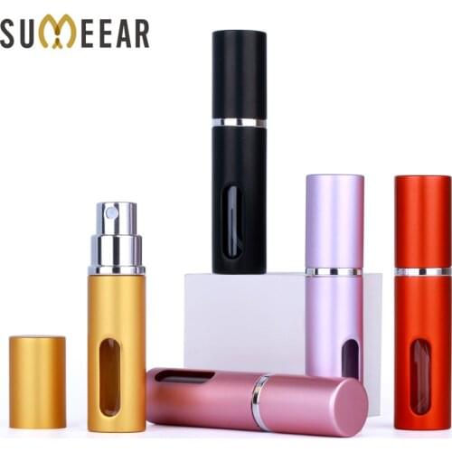 50Pcs/Lot 5ml Aluminium Perfume Bottle Spray Scent-bottle Anodized Compact Window Parfum Atomiser Fragrance