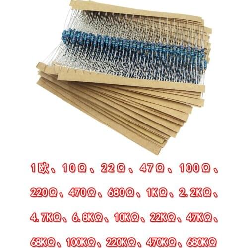 Freeshipping 21 value 2100pcs 1/4W resistor package 1% 21 kinds of commonly resistance resistor kit