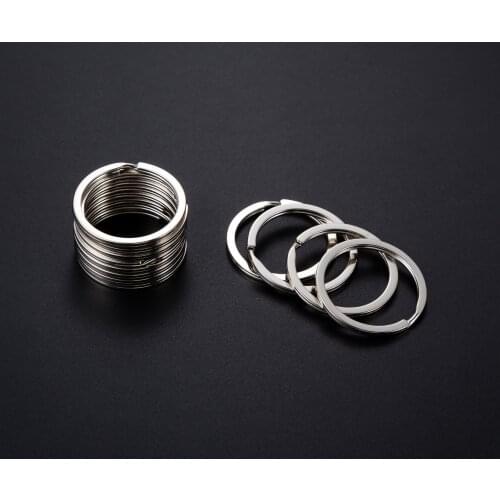 10pcs/lot Stainless Steel Never Fade 20 25 30 32mm Flat Round Blank Double Loop Keyring Holder for DIY Key Chain Jewelry Making